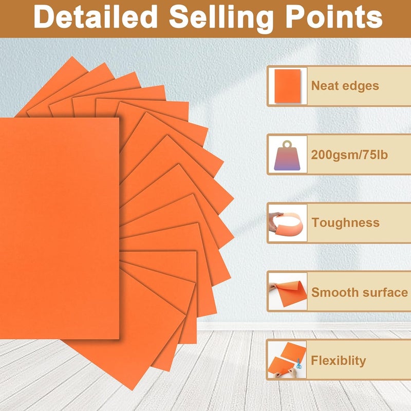 Silunkia 40 Sheets Orange Cardstock 8.5 x 11 Craft Paper, 75lb Premium Pumpkin Card Stock Printer Paper for DIY Cards Making, Certificates, Invitations, Scrapbooking, Party Decorations - Image 3